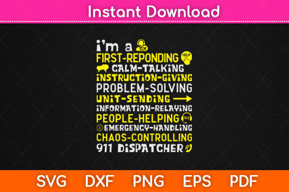 Dispatcher 911 Thin Yellow Line Graphics & Crafts