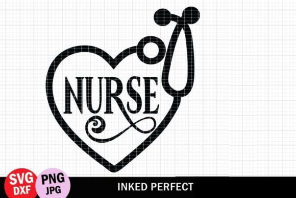 Nurse Heart Stethoscope Graphics for Crafts